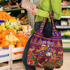 Personalized Brisbane Lions Christmas Grocery Bag Australian Football Mascot - Ugly Xmas Pattern Festive