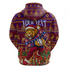 Personalized Brisbane Lions Christmas Hoodie Australian Football Mascot - Ugly Xmas Pattern Festive