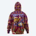 Personalized Brisbane Lions Christmas Hoodie Australian Football Mascot - Ugly Xmas Pattern Festive