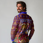 Personalized Brisbane Lions Christmas Long Sleeve Polo Shirt Australian Football Mascot - Ugly Xmas Pattern Festive