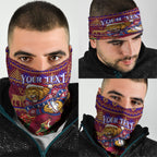 Personalized Brisbane Lions Christmas Neck Gaiter Australian Football Mascot - Ugly Xmas Pattern Festive
