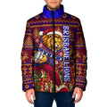 Personalized Brisbane Lions Christmas Padded Jacket Australian Football Mascot - Ugly Xmas Pattern Festive