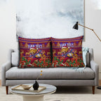 Personalized Brisbane Lions Christmas Pillow Cover Australian Football Mascot - Ugly Xmas Pattern Festive