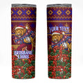 Personalized Brisbane Lions Christmas Skinny Tumbler Australian Football Mascot - Ugly Xmas Pattern Festive