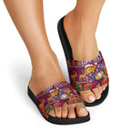 Personalized Brisbane Lions Christmas Slide Sandals Australian Football Mascot - Ugly Xmas Pattern Festive