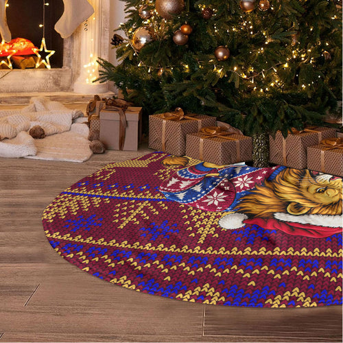 Brisbane Lions Christmas Tree Skirt Australian Football Mascot - Ugly Xmas Pattern Festive