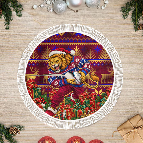Brisbane Lions Christmas Tree Skirt Australian Football Mascot - Ugly Xmas Pattern Festive