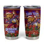 Personalized Brisbane Lions Christmas Tumbler Cup Australian Football Mascot - Ugly Xmas Pattern Festive