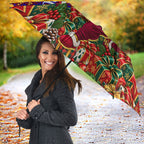 Personalized Brisbane Lions Christmas Umbrella Australian Football Mascot - Ugly Xmas Pattern Festive