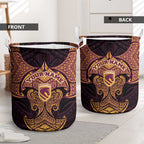 Personalized Brisbane Broncos Laundry Basket Polynesian Tribal Pattern Style