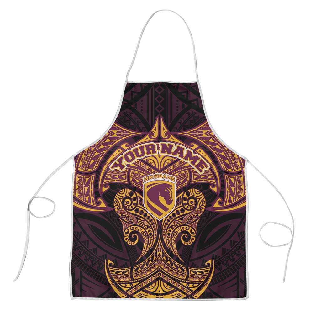 Personalized Brisbane Broncos Apron Polynesian Tribal Pattern Style