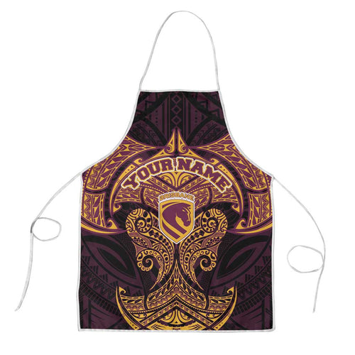 Personalized Brisbane Broncos Apron Polynesian Tribal Pattern Style