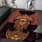 Personalized Brisbane Broncos Area Rug Polynesian Tribal Pattern Style