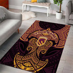 Personalized Brisbane Broncos Area Rug Polynesian Tribal Pattern Style