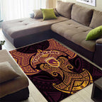 Personalized Brisbane Broncos Area Rug Polynesian Tribal Pattern Style