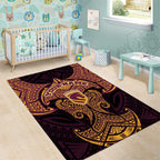 Personalized Brisbane Broncos Area Rug Polynesian Tribal Pattern Style