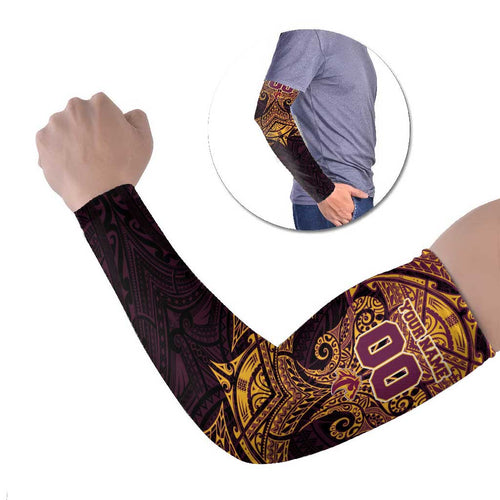 Personalized Brisbane Broncos Arm Sleeves Polynesian Tribal Pattern Style