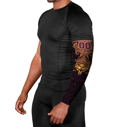 Personalized Brisbane Broncos Arm Sleeves Polynesian Tribal Pattern Style