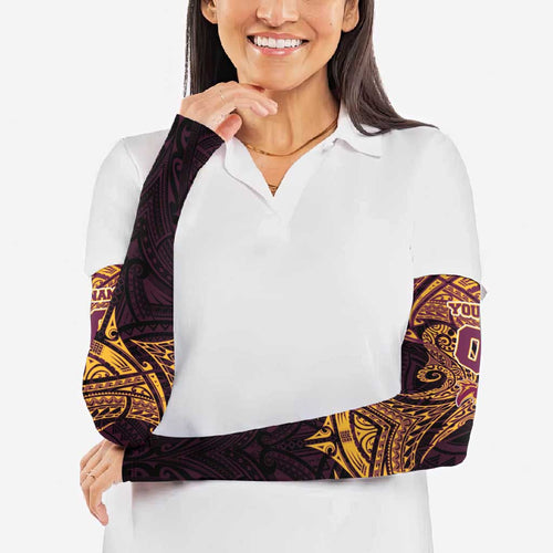 Personalized Brisbane Broncos Arm Sleeves Polynesian Tribal Pattern Style