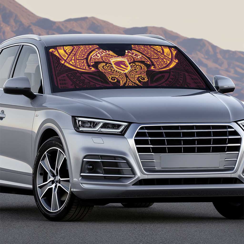 Personalized Brisbane Broncos Auto Sun Shade Polynesian Tribal Pattern Style