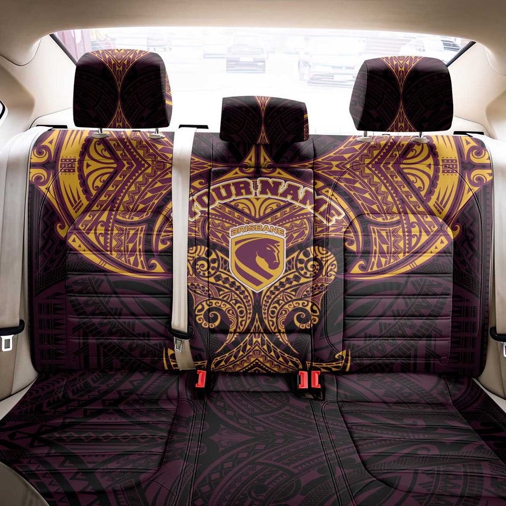 Personalized Brisbane Broncos Back Car Seat Cover Polynesian Tribal Pattern Style
