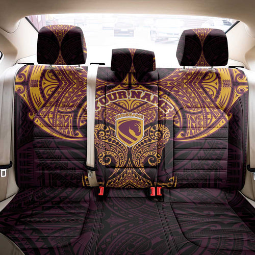 Personalized Brisbane Broncos Back Car Seat Cover Polynesian Tribal Pattern Style