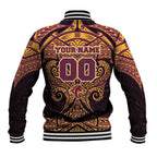 Personalized Brisbane Broncos Baseball Jacket Polynesian Tribal Pattern Style