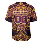 Personalized Brisbane Broncos Baseball Jersey Polynesian Tribal Pattern Style