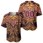 Personalized Brisbane Broncos Baseball Jersey Polynesian Tribal Pattern Style