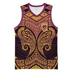 Personalized Brisbane Broncos Basketball Jersey Polynesian Tribal Pattern Style