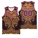 Personalized Brisbane Broncos Basketball Jersey Polynesian Tribal Pattern Style