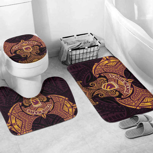Personalized Brisbane Broncos Bathroom Set Polynesian Tribal Pattern Style