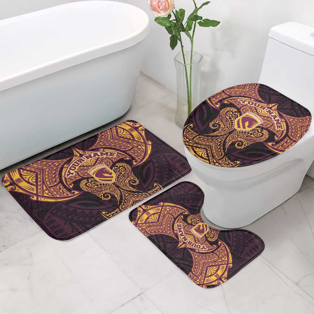 Personalized Brisbane Broncos Bathroom Set Polynesian Tribal Pattern Style