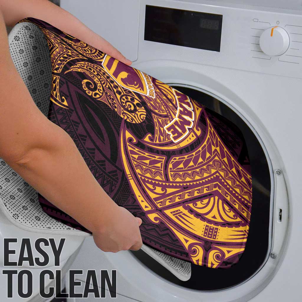 Personalized Brisbane Broncos Bathroom Set Polynesian Tribal Pattern Style