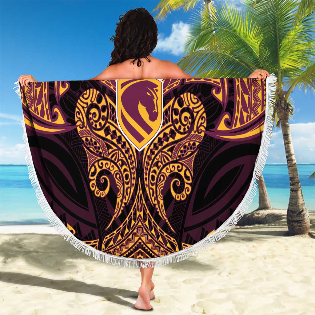 Personalized Brisbane Broncos Beach Blanket Polynesian Tribal Pattern Style
