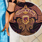 Personalized Brisbane Broncos Beach Blanket Polynesian Tribal Pattern Style