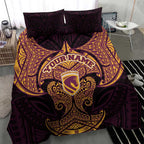Personalized Brisbane Broncos Bedding Set Polynesian Tribal Pattern Style