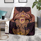 Personalized Brisbane Broncos Blanket Polynesian Tribal Pattern Style
