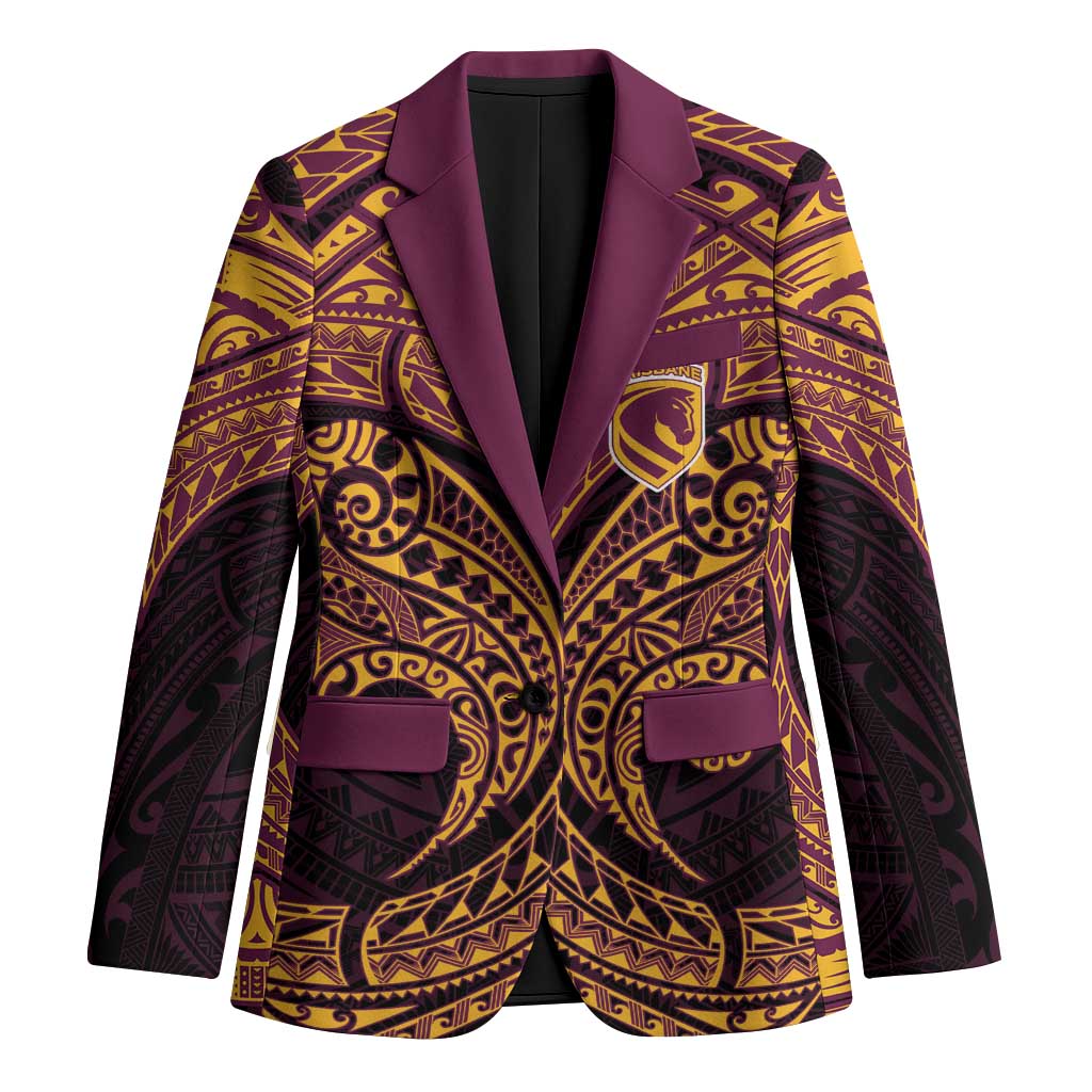 Personalized Brisbane Broncos Blazer Polynesian Tribal Pattern Style