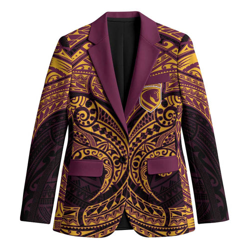 Personalized Brisbane Broncos Blazer Polynesian Tribal Pattern Style