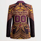 Personalized Brisbane Broncos Blazer Polynesian Tribal Pattern Style