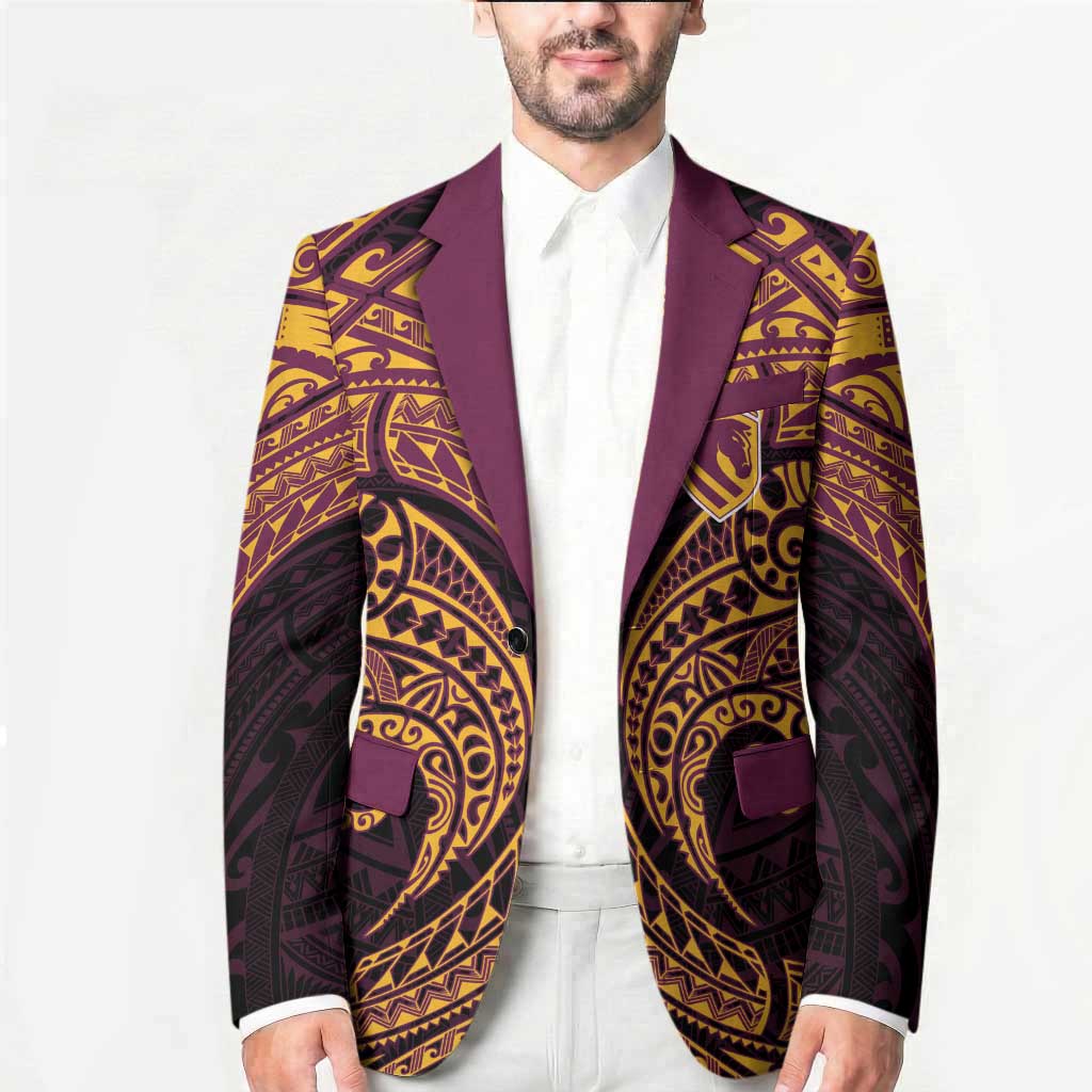 Personalized Brisbane Broncos Blazer Polynesian Tribal Pattern Style