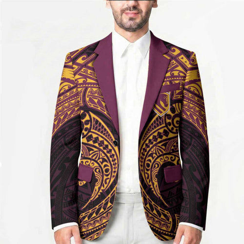 Personalized Brisbane Broncos Blazer Polynesian Tribal Pattern Style