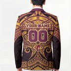 Personalized Brisbane Broncos Blazer Polynesian Tribal Pattern Style