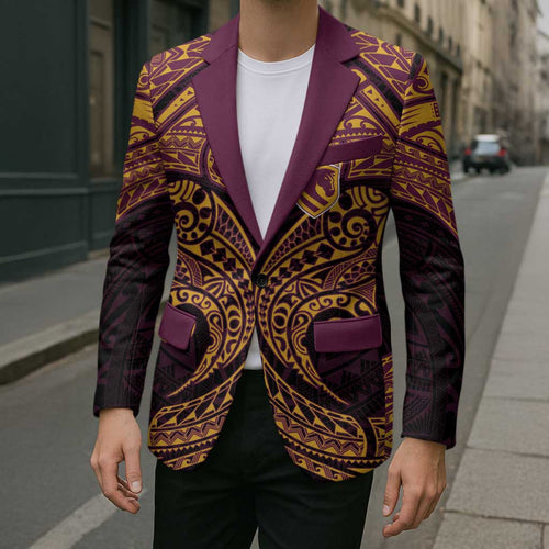Personalized Brisbane Broncos Blazer Polynesian Tribal Pattern Style