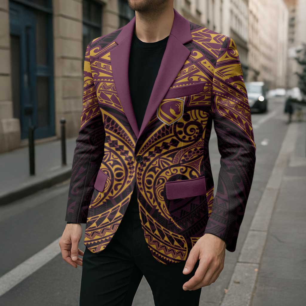 Personalized Brisbane Broncos Blazer Polynesian Tribal Pattern Style