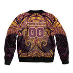 Personalized Brisbane Broncos Bomber Jacket Polynesian Tribal Pattern Style