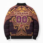 Personalized Brisbane Broncos Bomber Puffer Jacket Polynesian Tribal Pattern Style
