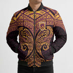 Personalized Brisbane Broncos Bomber Puffer Jacket Polynesian Tribal Pattern Style