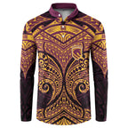 Personalized Brisbane Broncos Button Sweatshirt Polynesian Tribal Pattern Style
